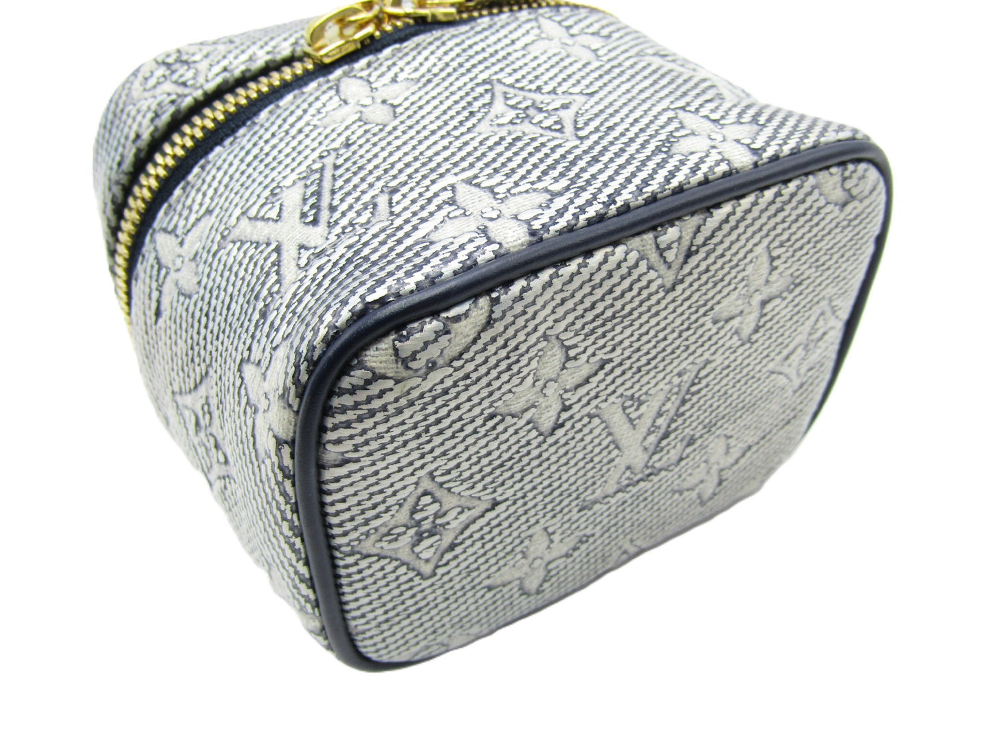 LOUIS VUITTON LV Micro Vanity M82467 Monogram Canvas Microfiber Blue Vanity Bag