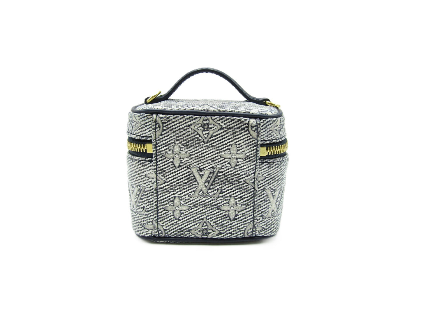 LOUIS VUITTON LV Micro Vanity M82467 Monogram Canvas Microfiber Blue Vanity Bag