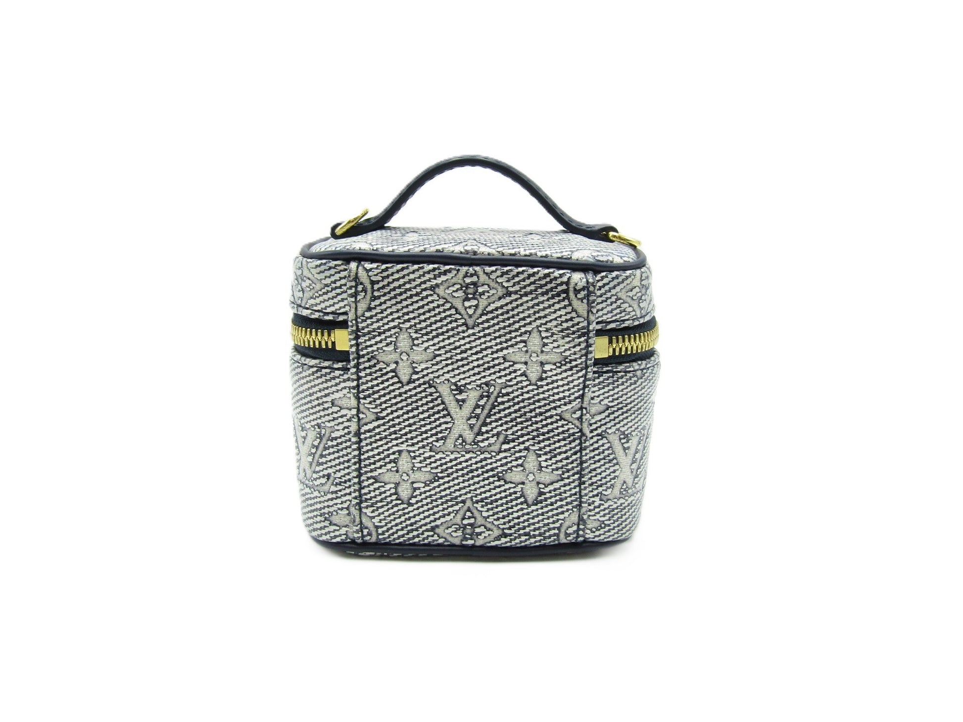 LOUIS VUITTON LV Micro Vanity M82467 Monogram Canvas Microfiber Blue Vanity Bag