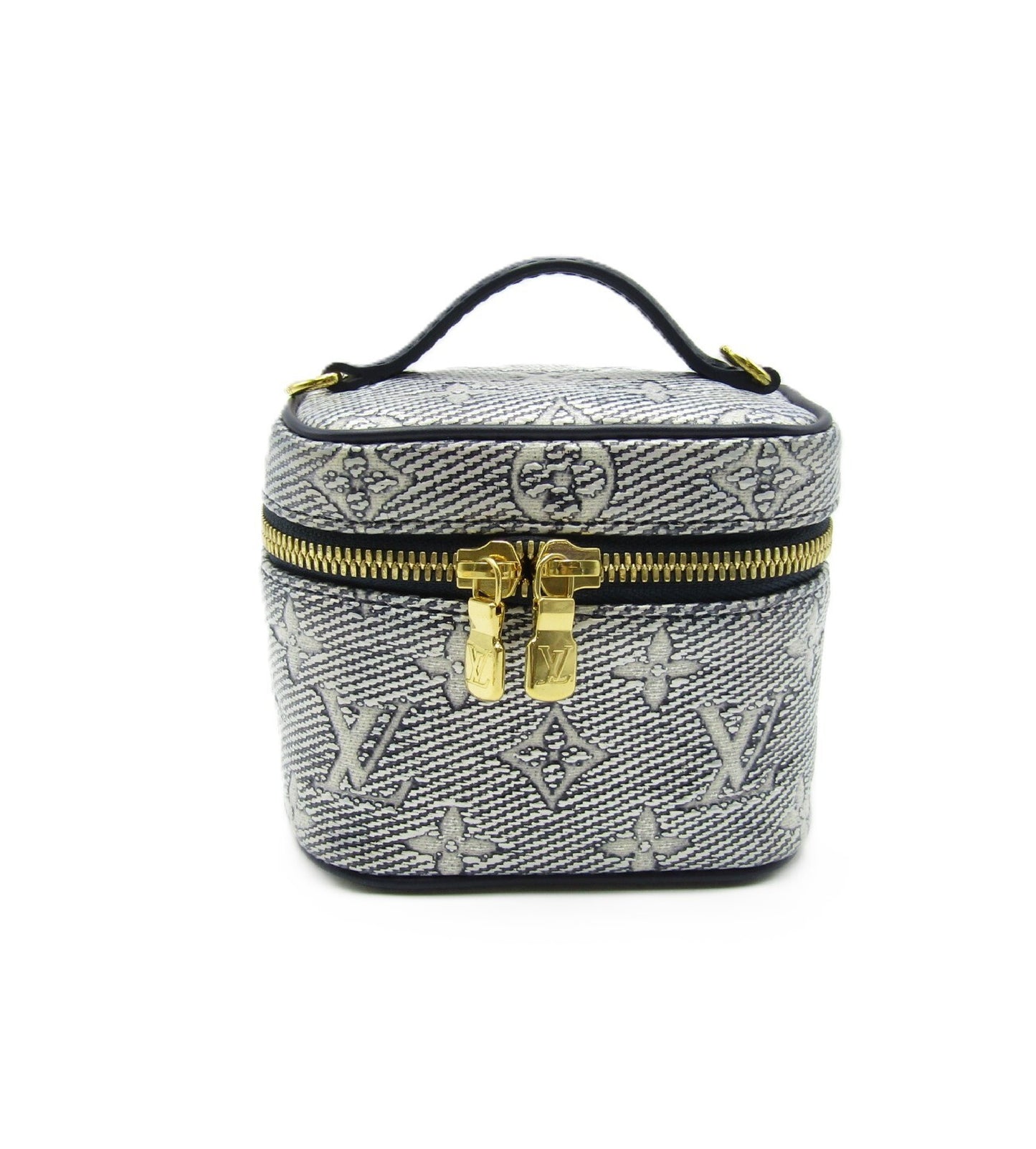 LOUIS VUITTON LV Micro Vanity M82467 Monogram Canvas Microfiber Blue Vanity Bag
