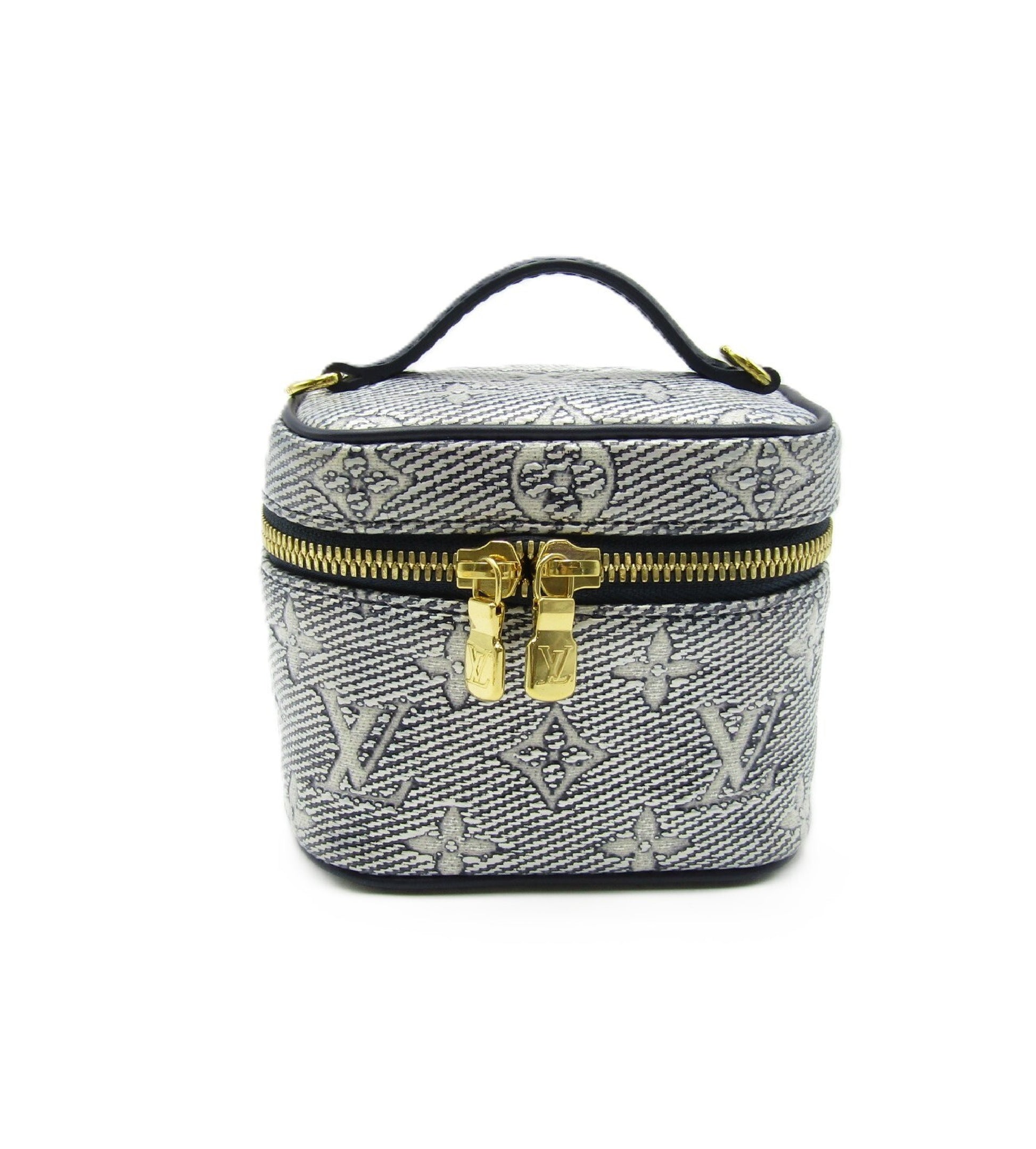 LOUIS VUITTON LV Micro Vanity M82467 Monogram Canvas Microfiber Blue Vanity Bag