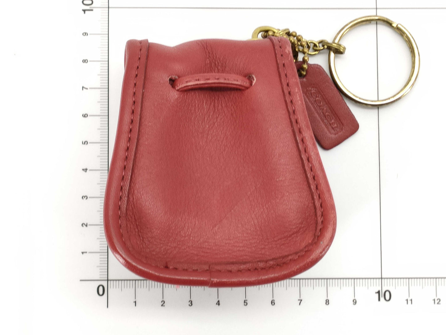COACH Key Ring Pouch, Calfskin, Red