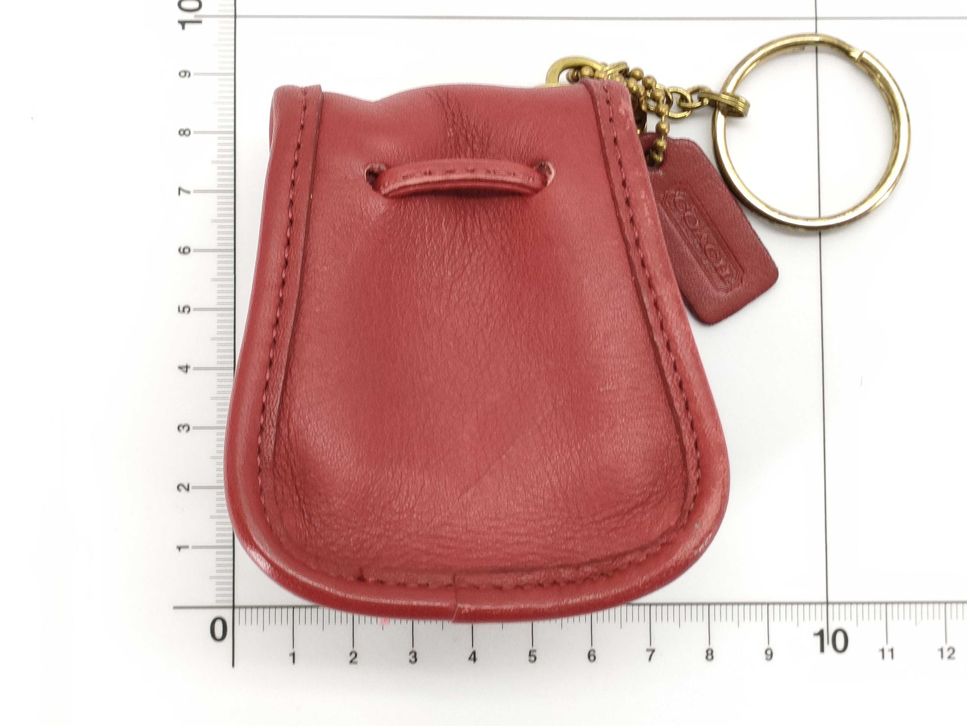 COACH Key Ring Pouch, Calfskin, Red
