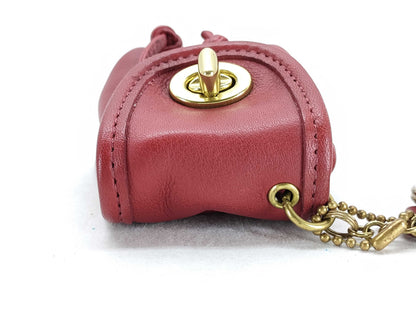 COACH Key Ring Pouch, Calfskin, Red