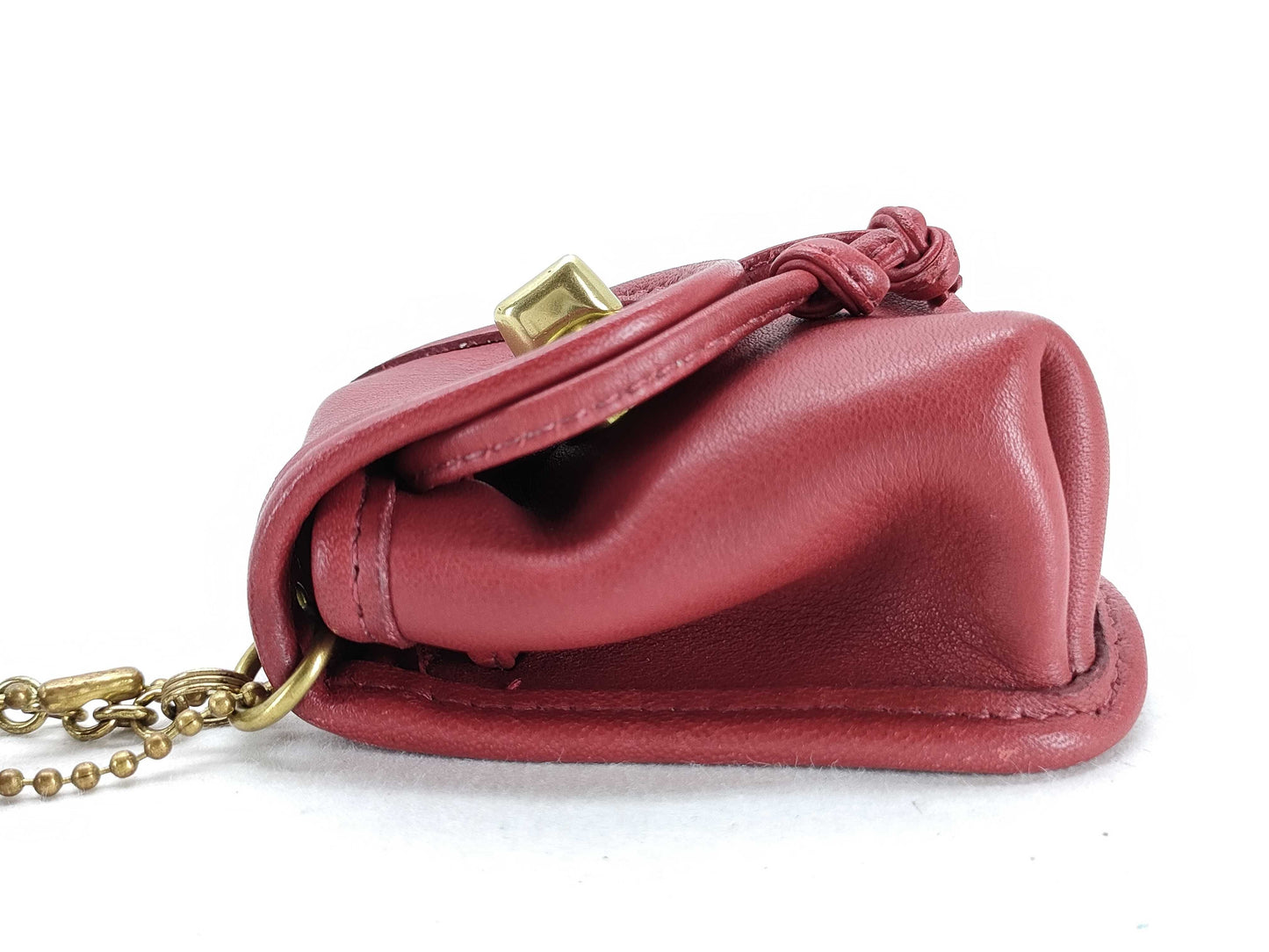 COACH Key Ring Pouch, Calfskin, Red