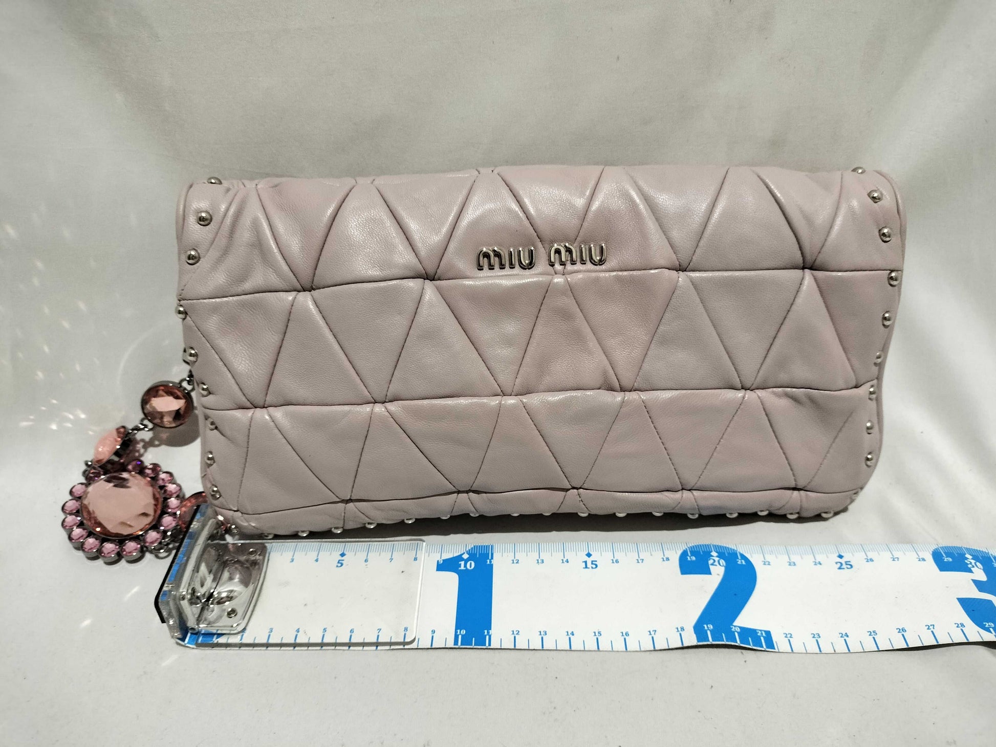 Miu Miu 2-Way Bag / Clutch / Shoulder / Lamb Leather / Beaded / Lavender Color Shoulder Bag