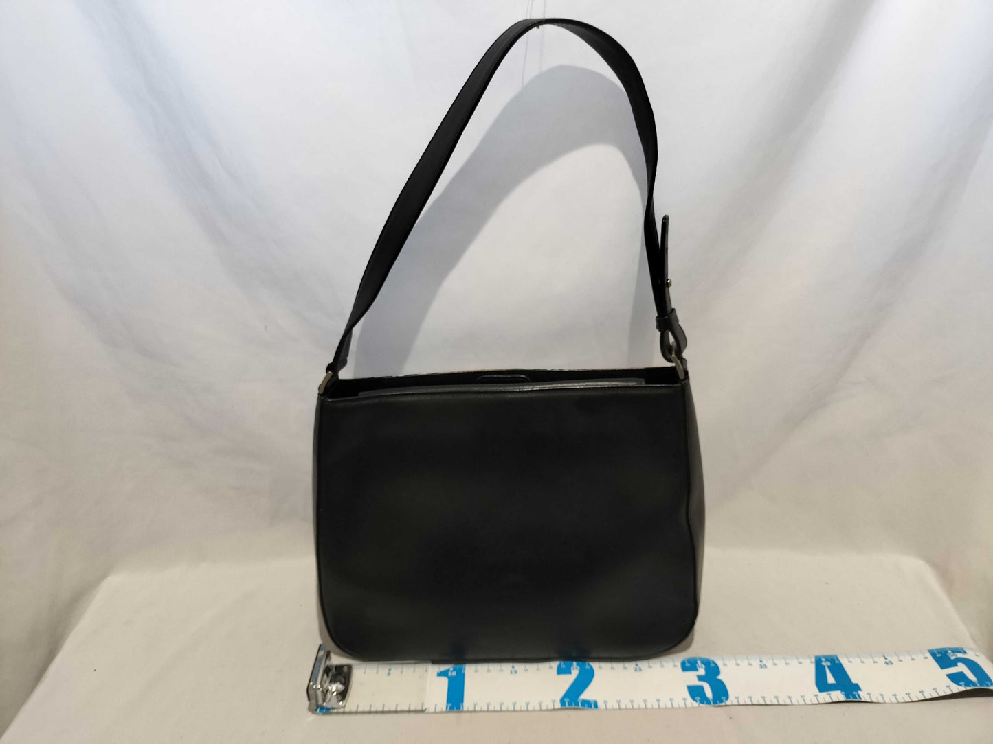 BURBERRY Nova Check Leather One-Shoulder Handbag in Black