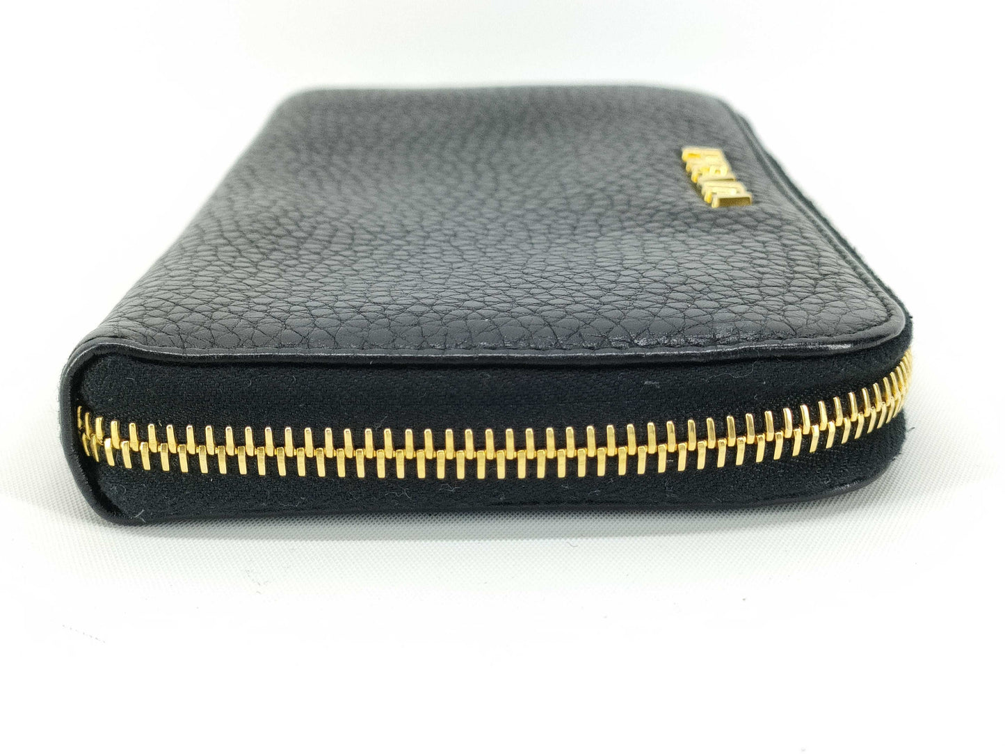 PRADA Vitello Dino 1M0506 Leather Round Zip Wallet in Black