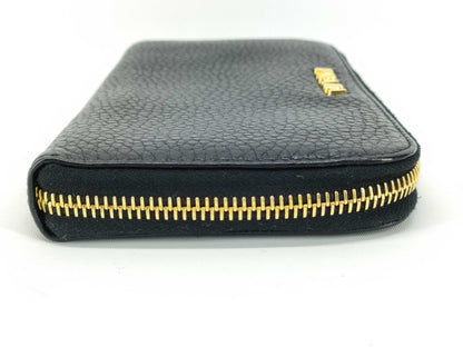 PRADA Vitello Dino 1M0506 Leather Round Zip Wallet in Black