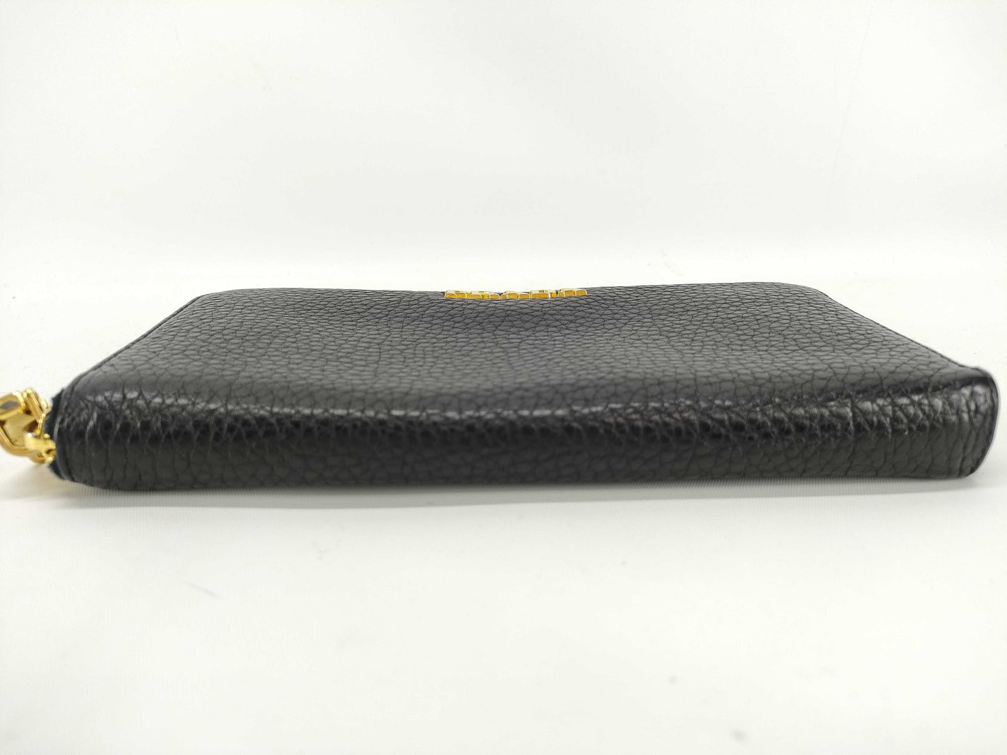 PRADA Vitello Dino 1M0506 Leather Round Zip Wallet in Black