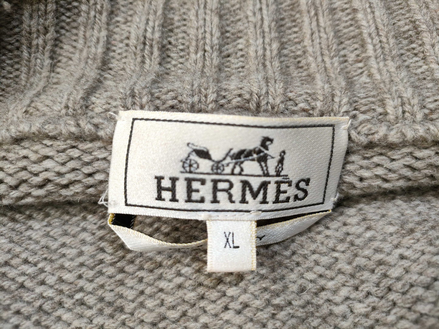 HERMES Knit Jacket Leather XL Men's Jacket