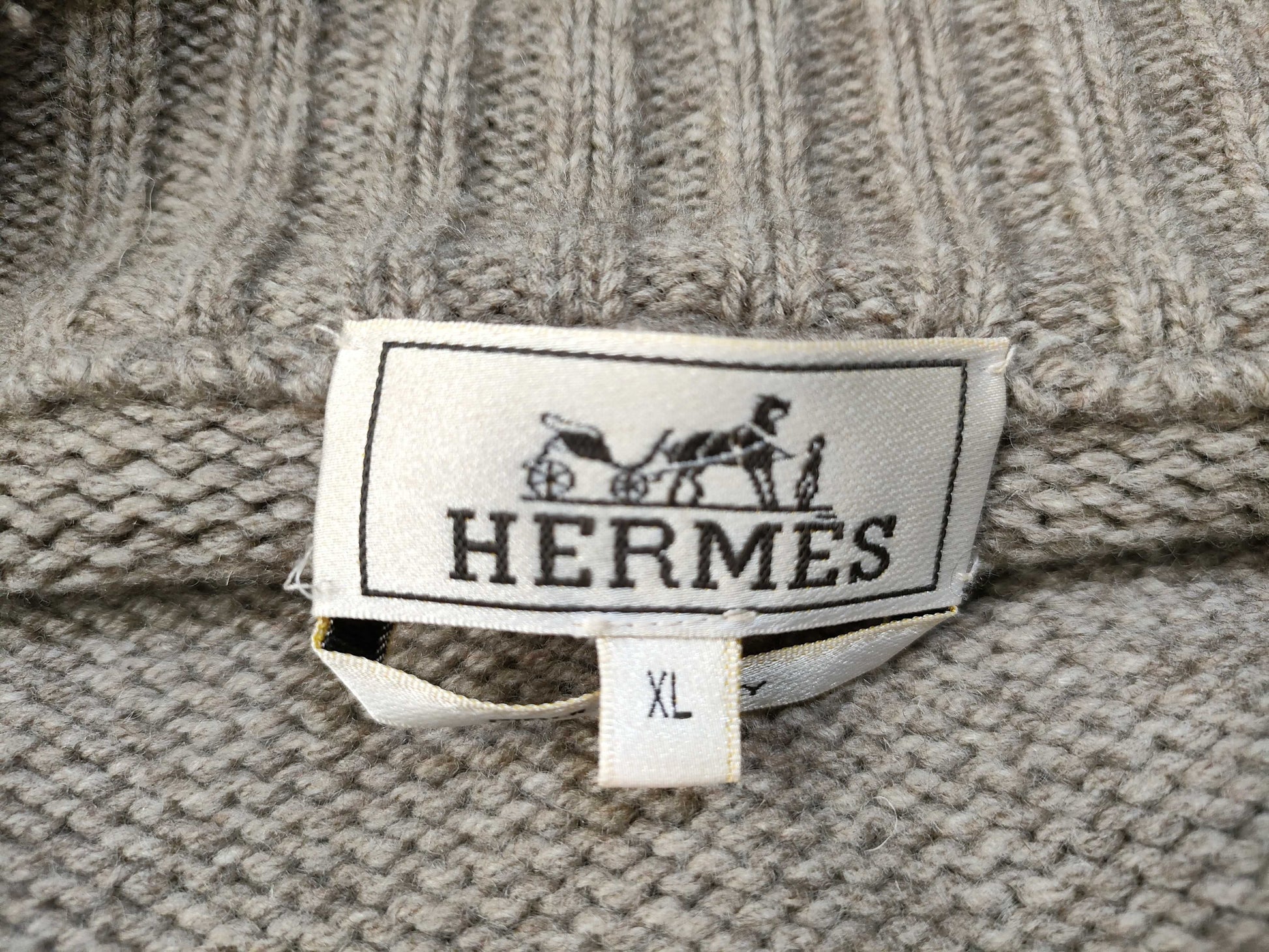 HERMES Knit Jacket Leather XL Men's Jacket