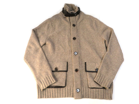 HERMES Knit Jacket Leather XL Men's Jacket