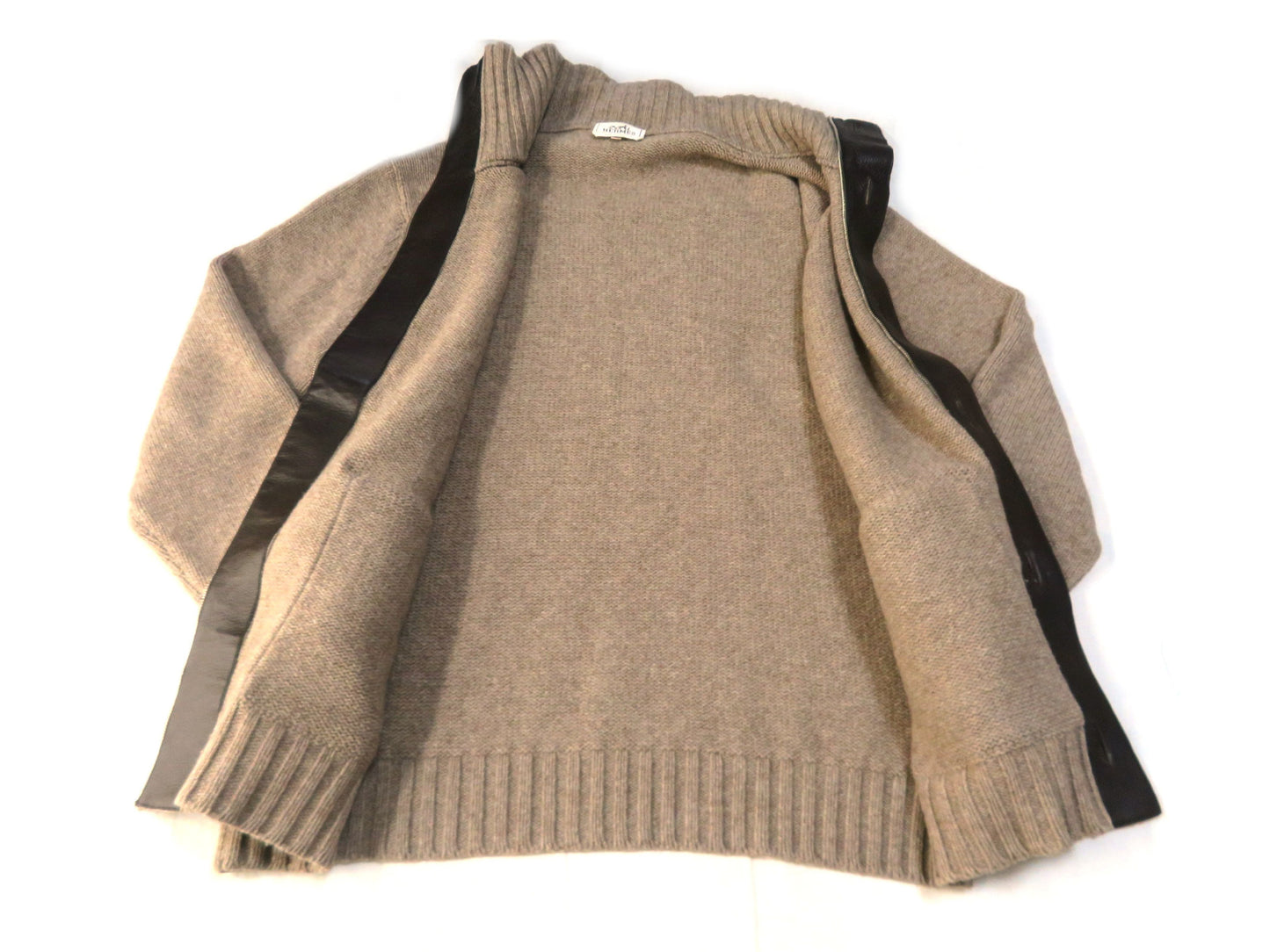 HERMES Knit Jacket Leather XL Men's Jacket