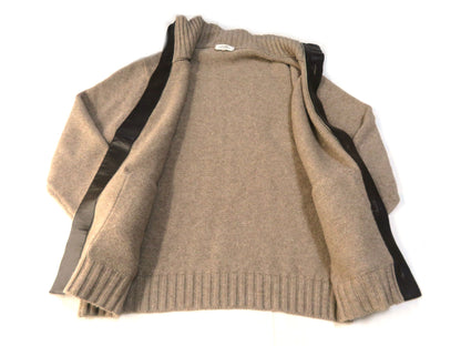 HERMES Knit Jacket Leather XL Men's Jacket