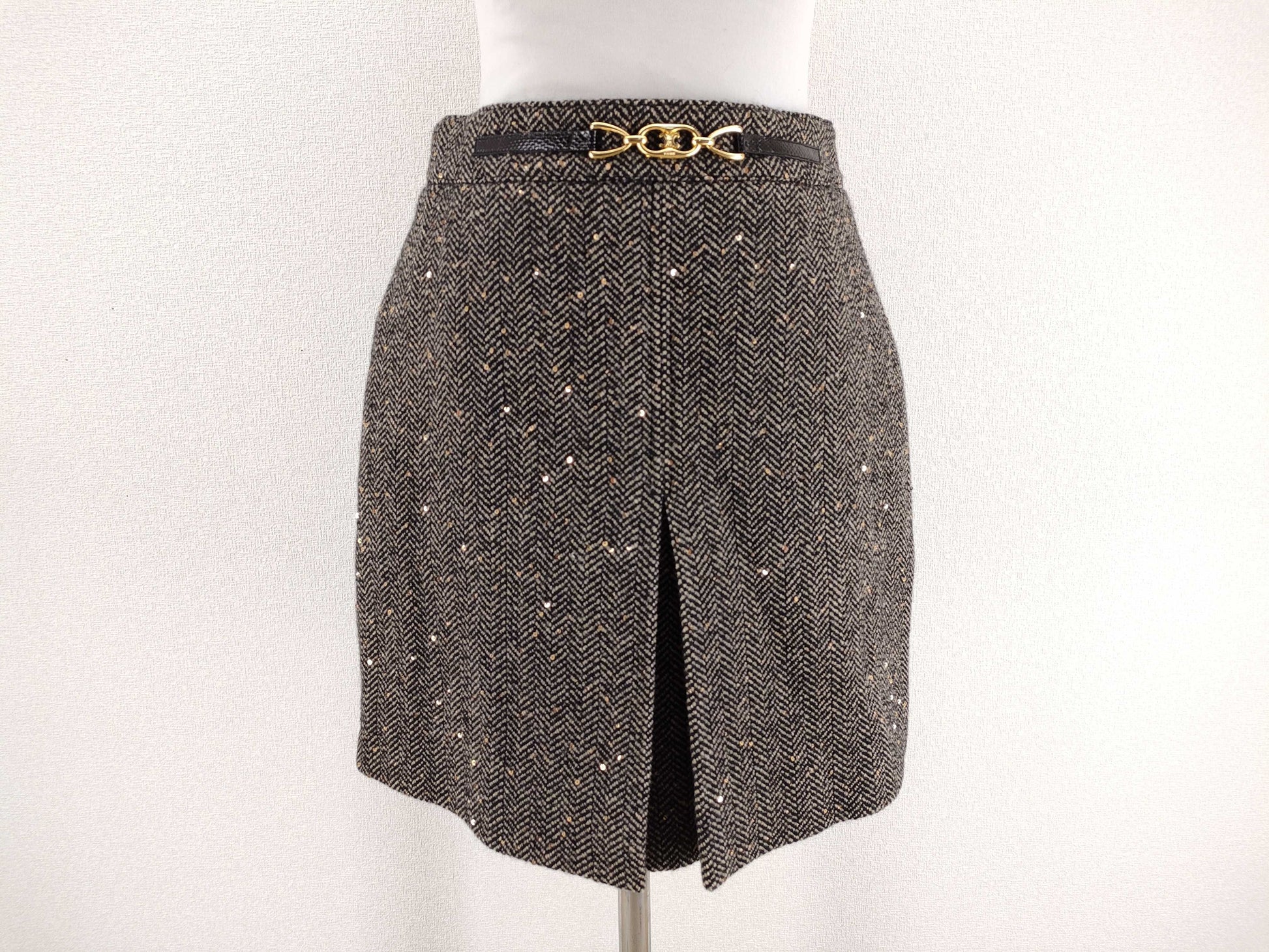 CELINE Skirt with Triomphe Belt and Tags