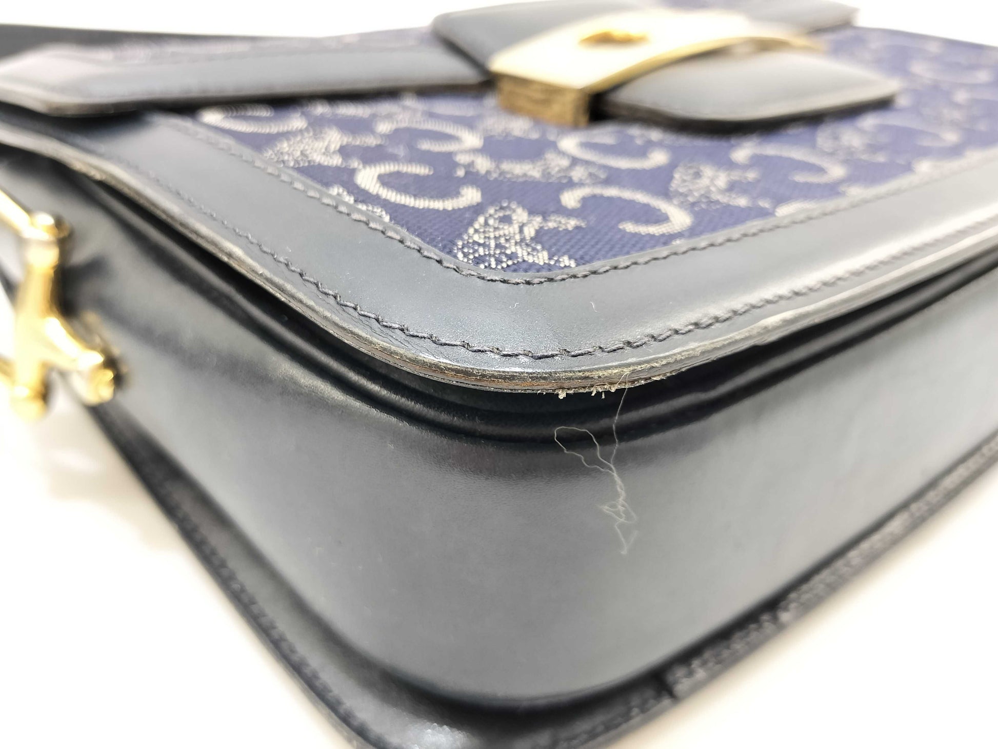 CELINE C Macadam Shoulder Bag with Carriage Hardware