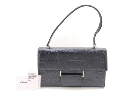 Salvatore Ferragamo Gancini Leather Handbag with Gancini Pattern