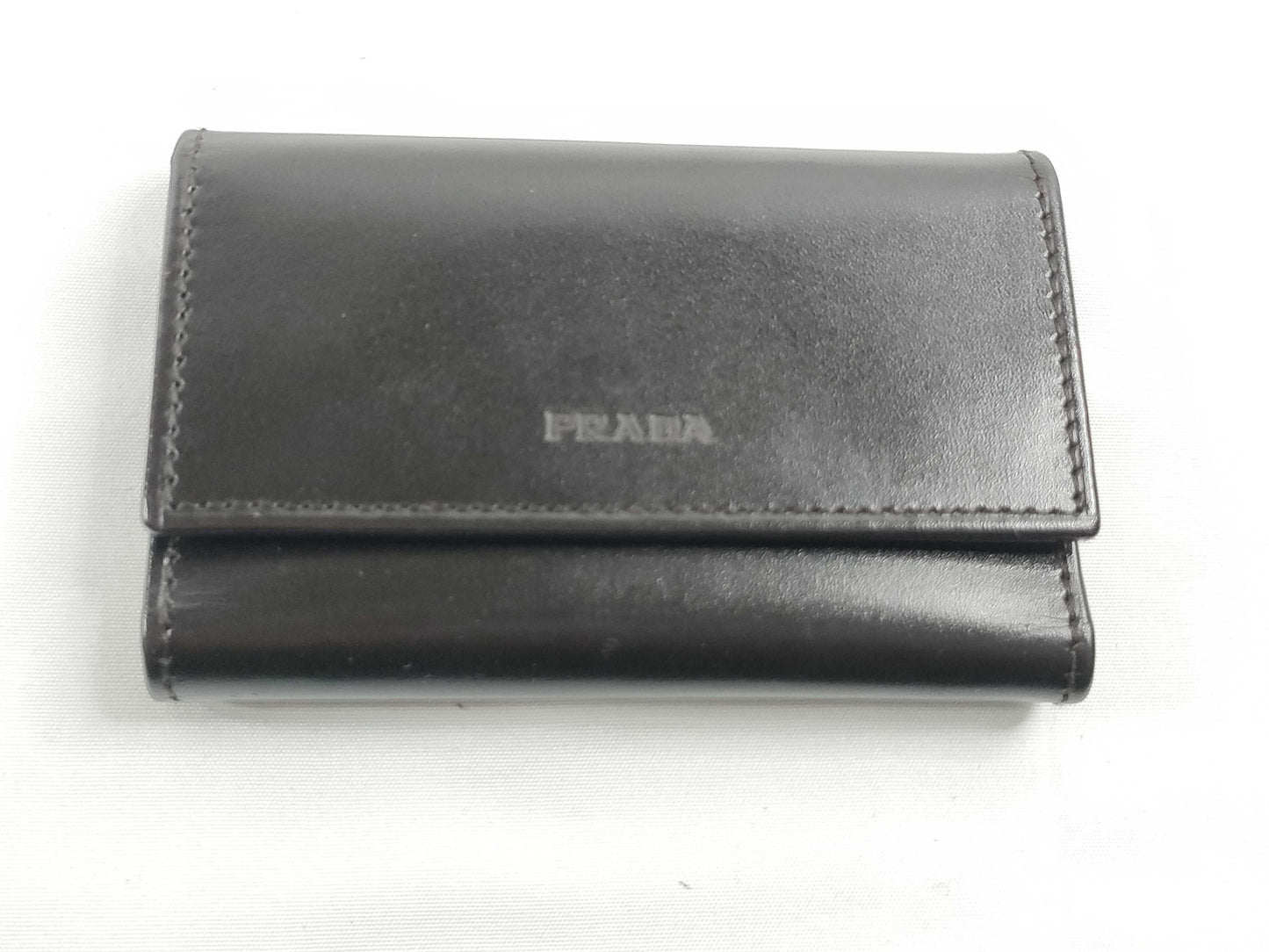 PRADA Prada Black Leather Key Case with Box and Certificate of Authenticity