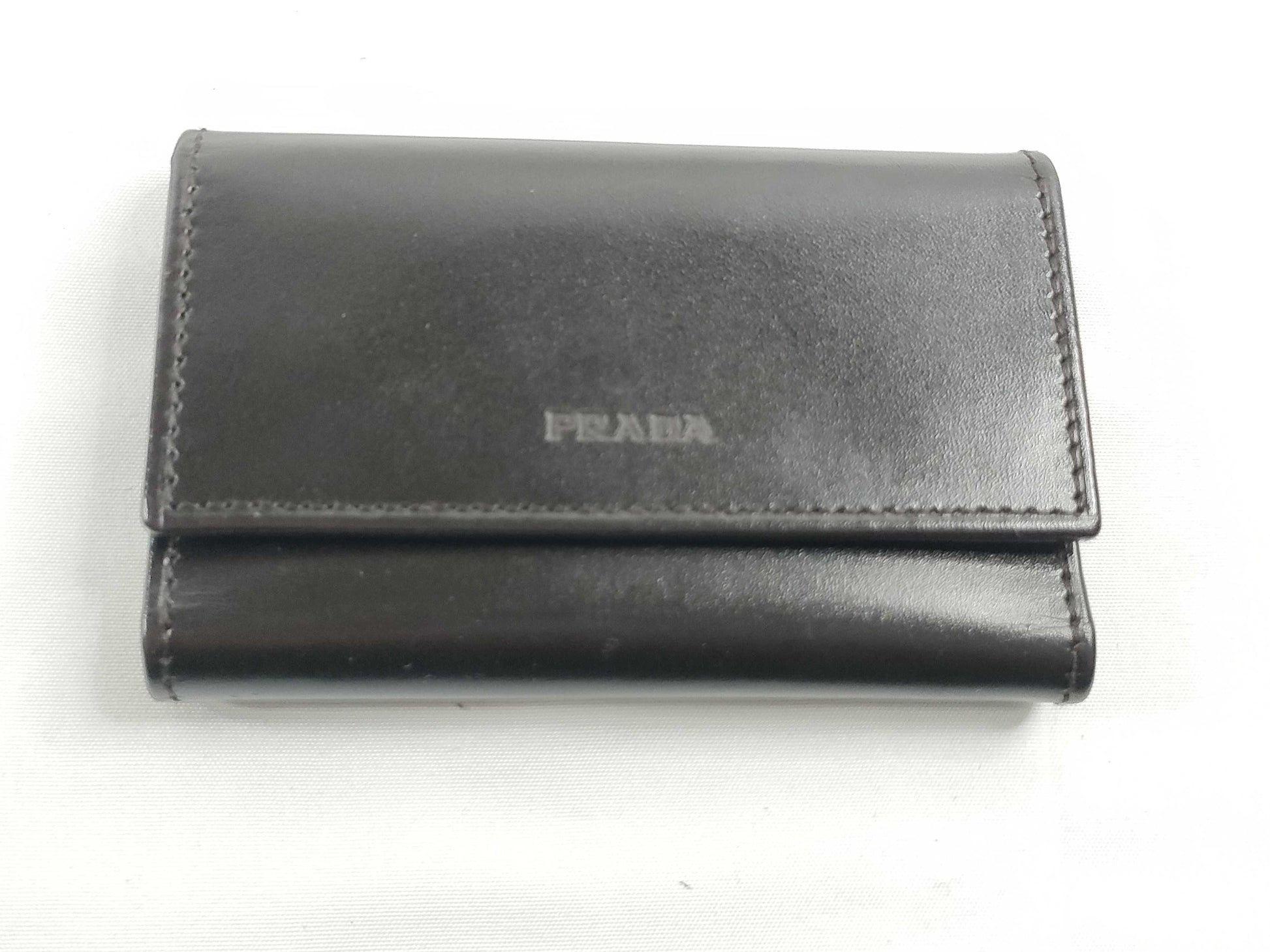 PRADA Prada Black Leather Key Case with Box and Certificate of Authenticity