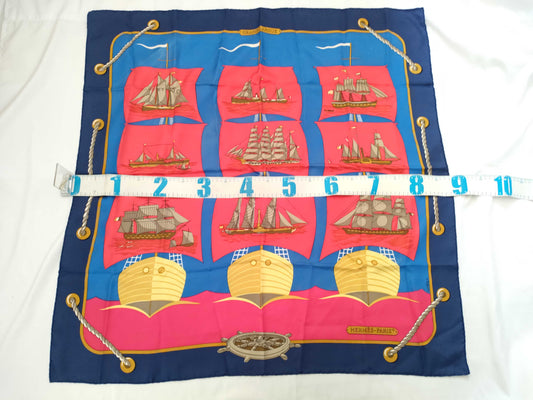 HERMES Carré Hermès Carré 90 Grand Large Silk Scarf Blue Other Accessories