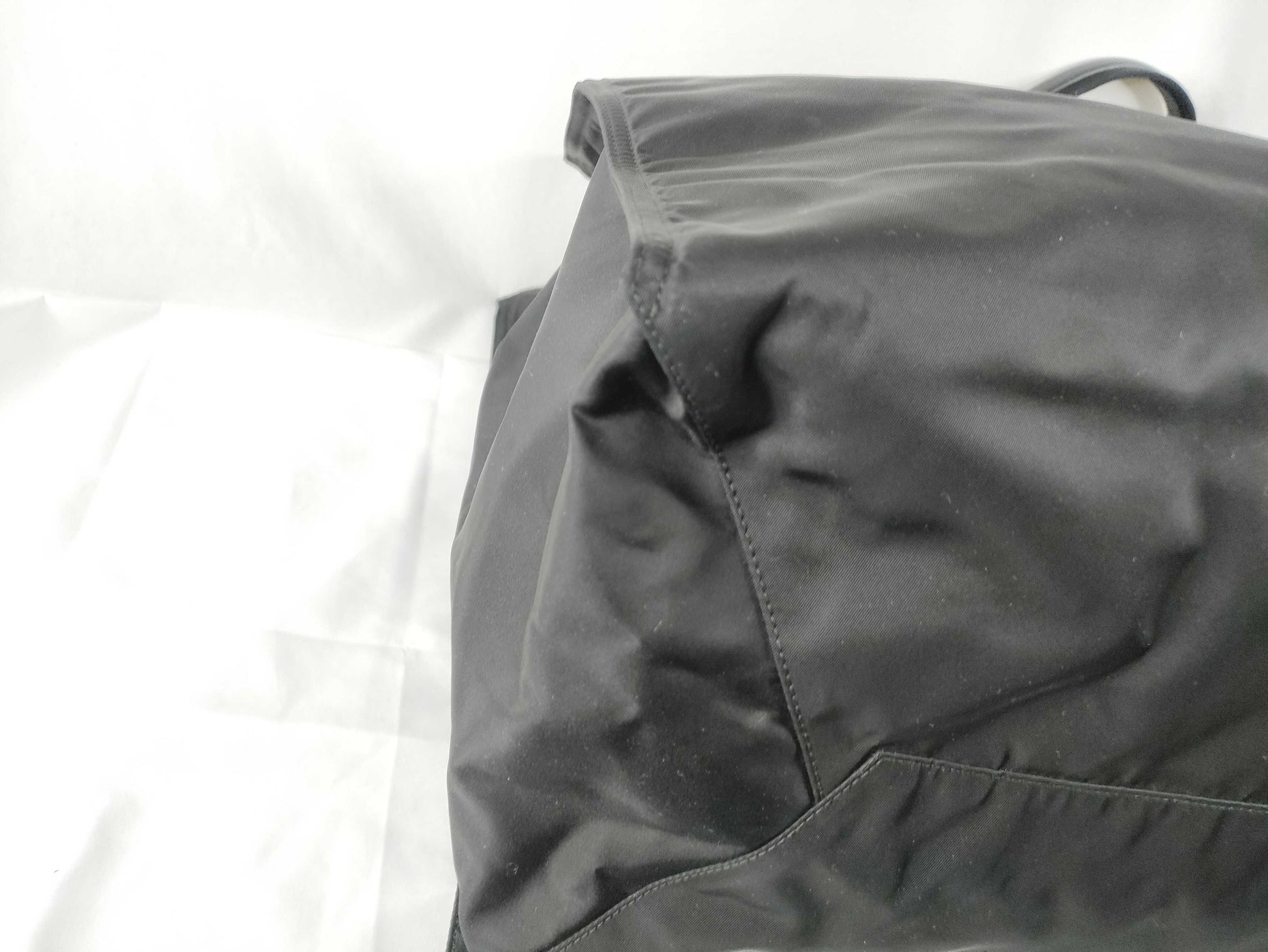 PRADA Tessuto Nylon and Leather Tote Bag, Black, VA1001