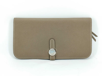 HERMES Dogon GM Etoupe X Stamped Wallet