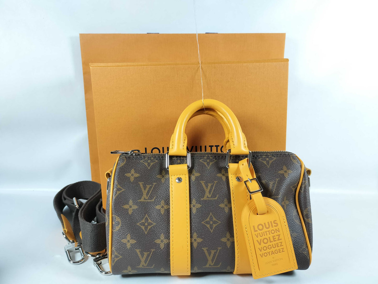 LOUIS VUITTON Monogram Louis Vuitton Keepall Bandouliere 25 2-Way Monogram Macassar Shoulder Bag RFID Model M12733 Handbag