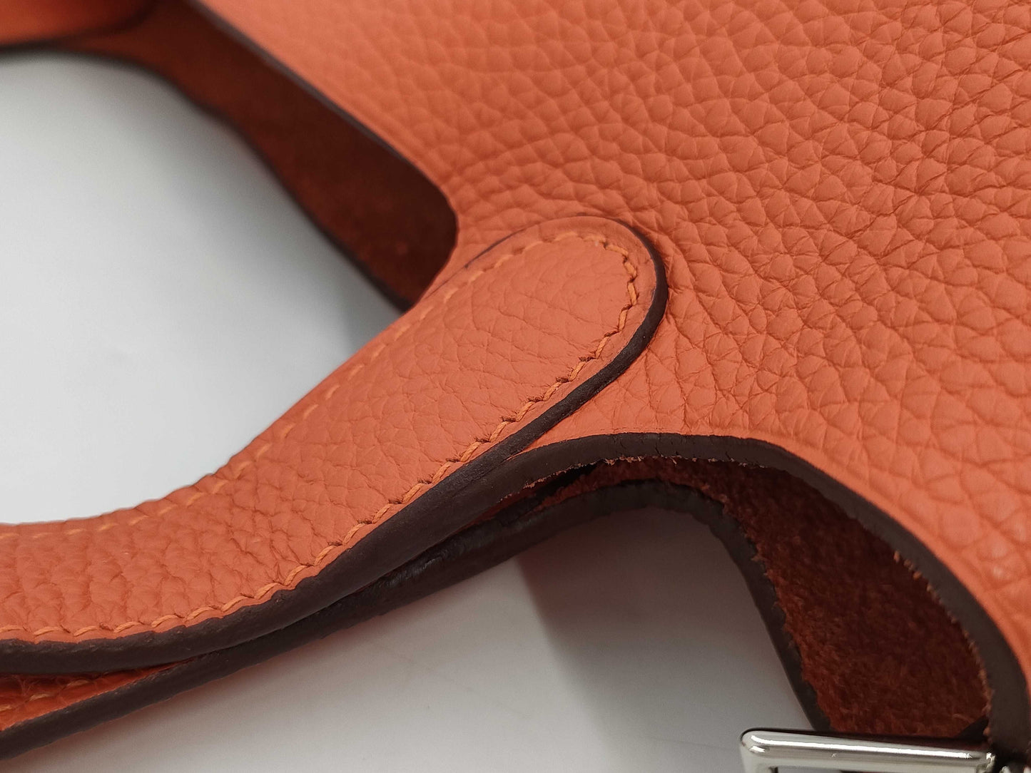HERMES Picotin Lock PM Taurillon Clemence Leather, Orange, Silver Hardware, □R Stamp, Handbag