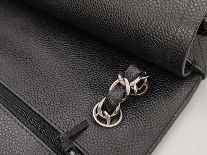 CHANEL CHANEL Matelasse 30 Classic Caviar Leather Shoulder Bag with Silver Hardware A58600