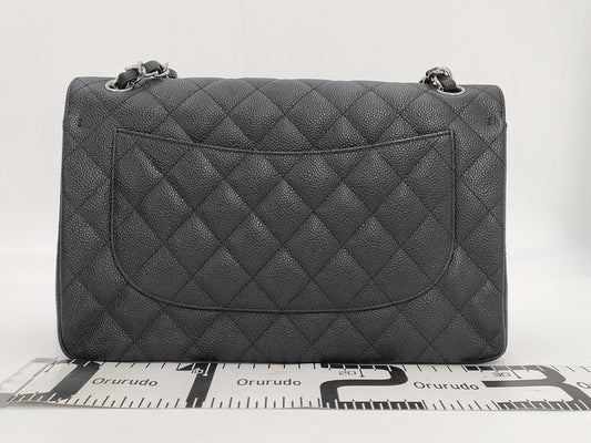 CHANEL CHANEL Matelasse 30 Classic Caviar Leather Shoulder Bag with Silver Hardware A58600