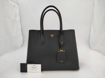 PRADA PRADA Saffiano Cuir Double Tote Bag, Medium, 1BG756