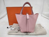 HERMES Picotin Lock 18 Rose Sakura x Taurillon Clemence x Silver Hardware K Stamp Shoulder Bag