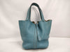 HERMES Picotin MM Taurillon Clemence Blue Jean Handbag with K Stamp
