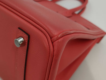 HERMES Birkin 30 Epsom Leather Rose Jaipur Handbag with Stamped Silver Hardware