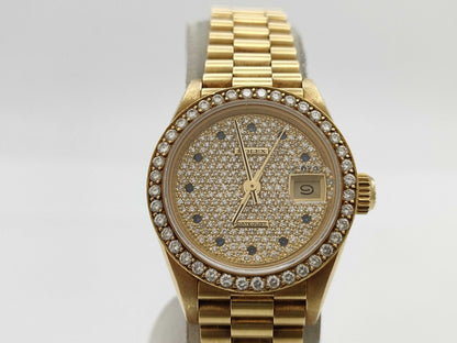 ROLEX 69138 9686805 Pavé Diamond and Sapphire Women's Watch