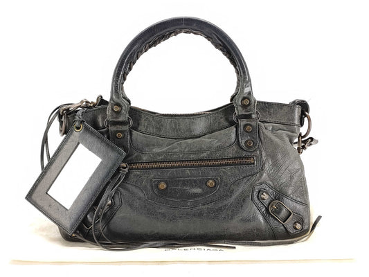 BALENCIAGA Giant City Black Leather 103208 Accessories; Storage Bag Handbag