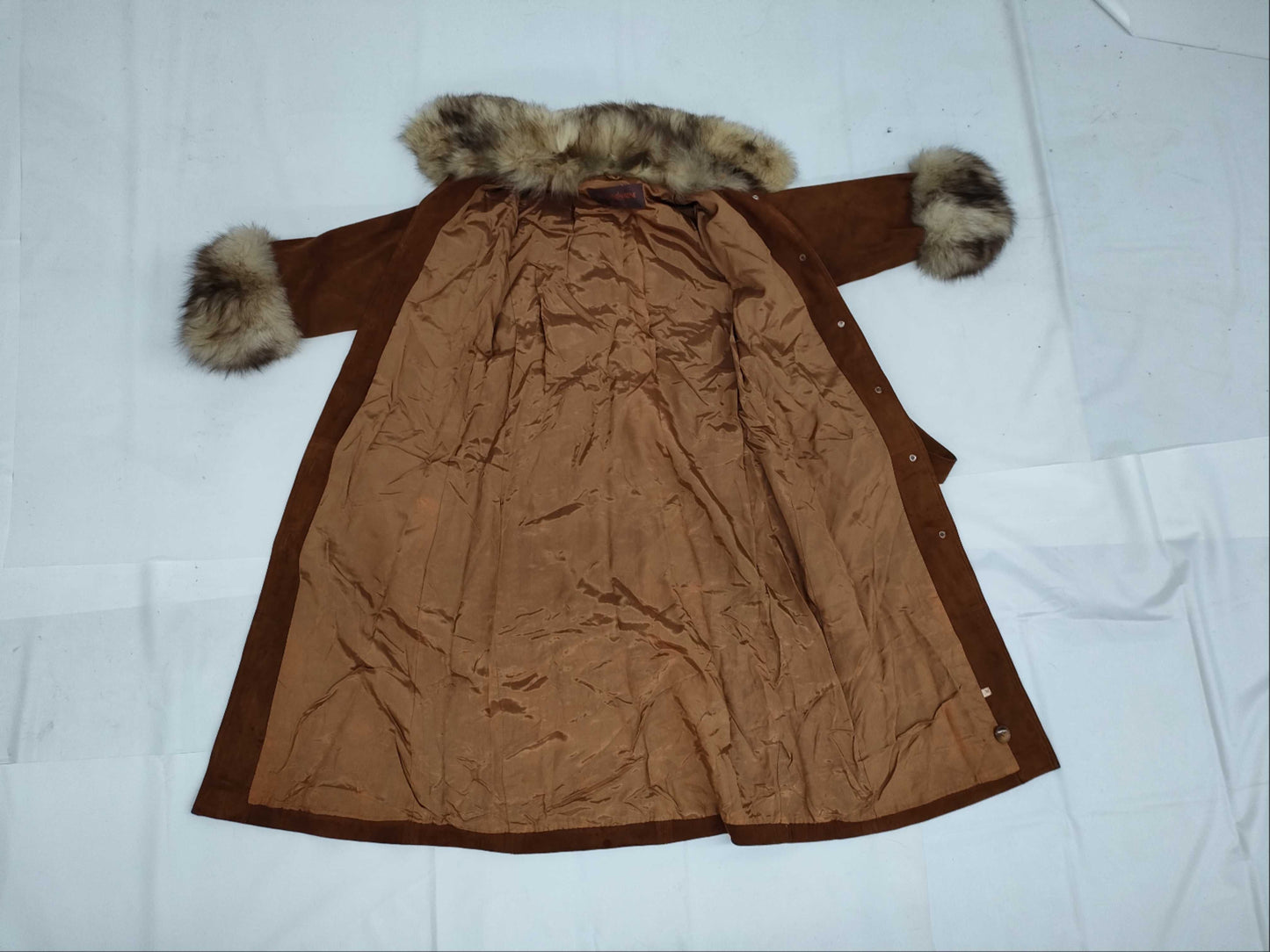 Yves Saint Laurent Lamb Leather Sheepskin Fur Fur Suede Coat Size M Dress