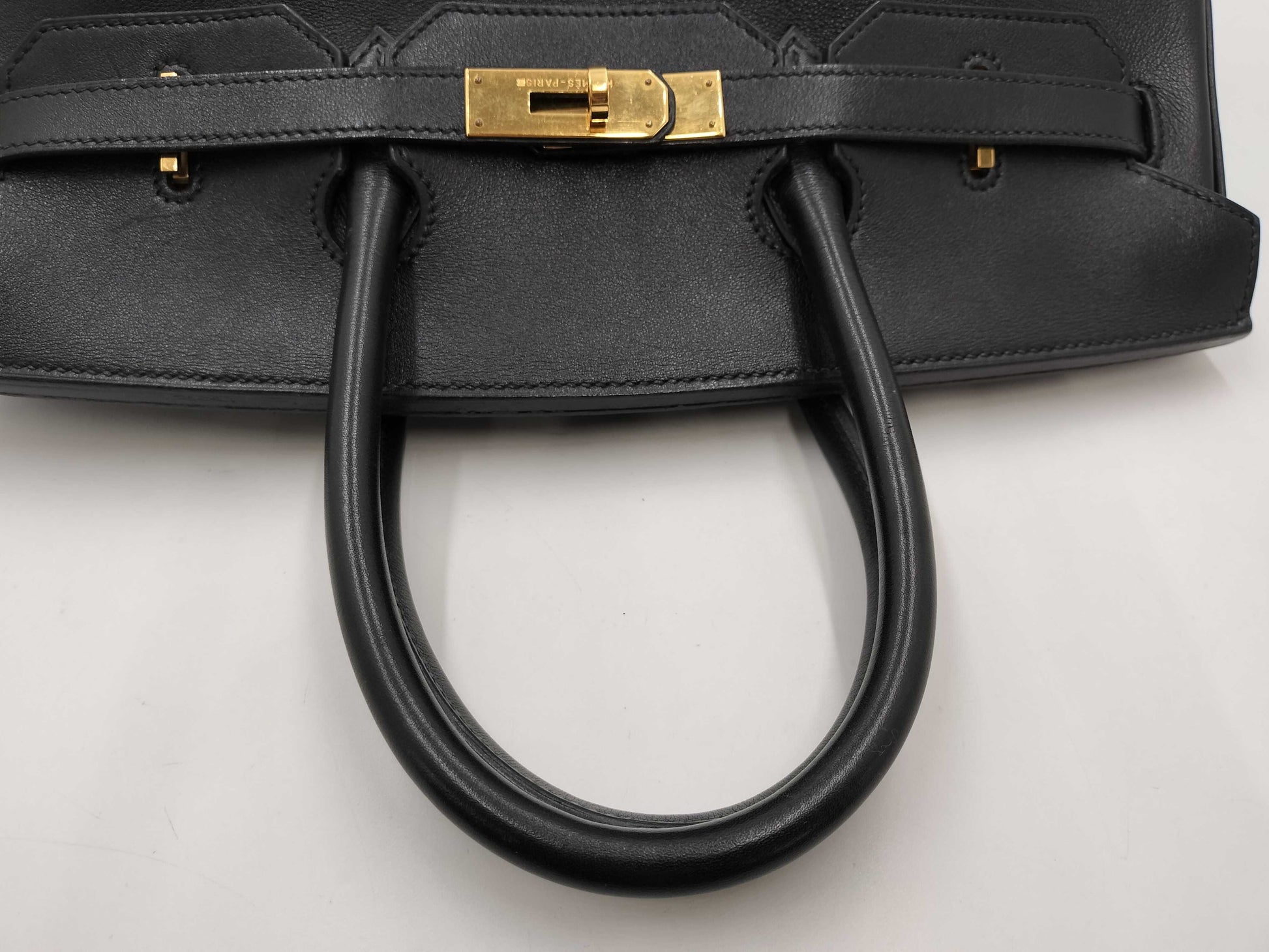 HERMES Birkin 35 Black Gold Fittings ○Y Handbag