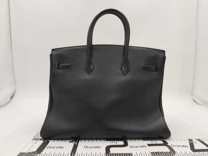 HERMES Birkin 35 Black Gold Fittings ○Y Handbag