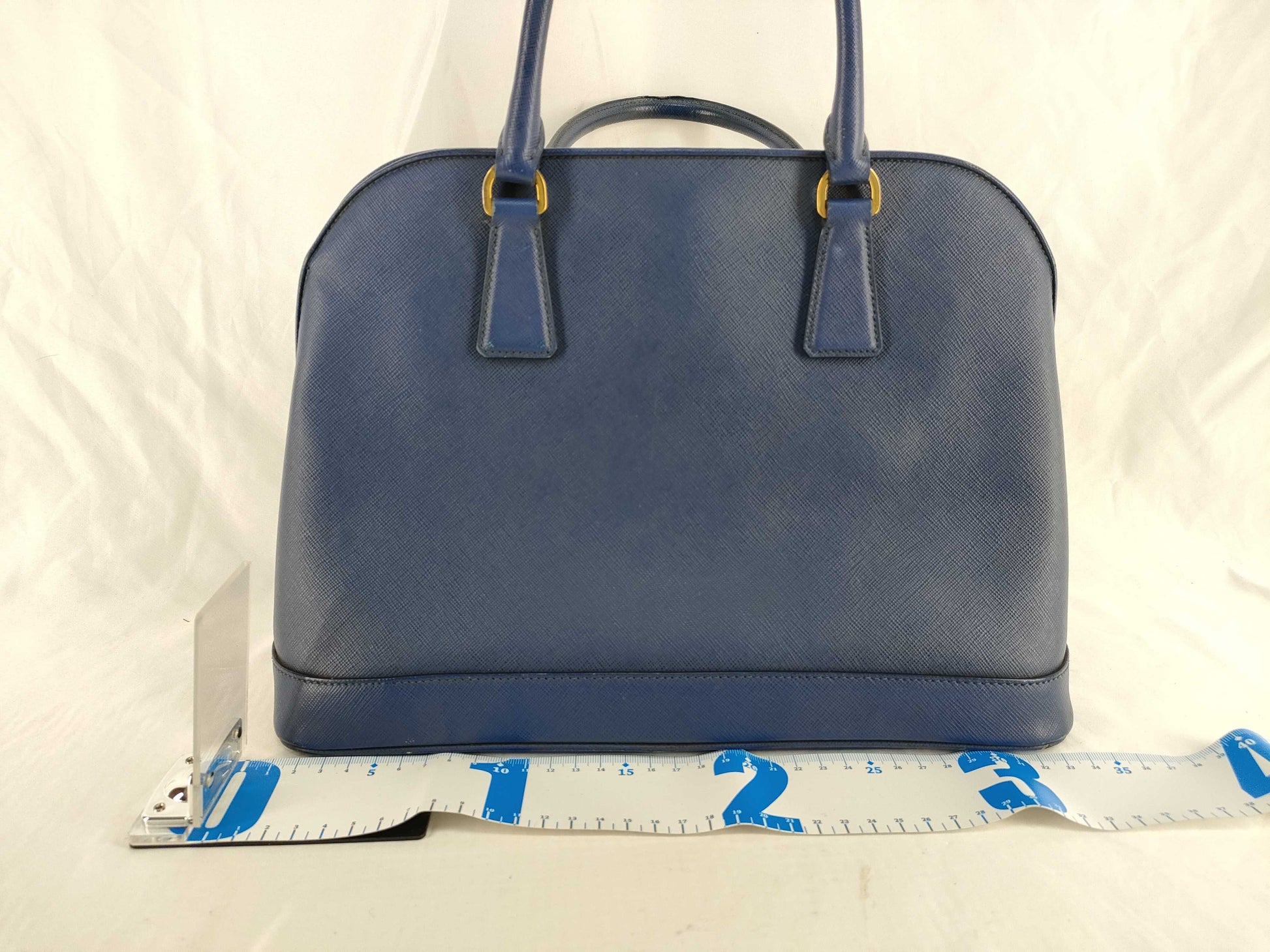 PRADA PRADA Saffiano Leather Handbag Blue Strap Dust Bag Handbag