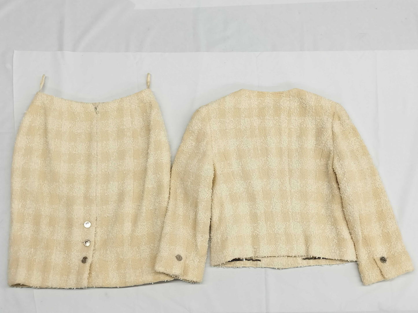 CHANEL 96P Collarless Tweed Jacket Skirt Set P07019V04715 #38 Other Apparel