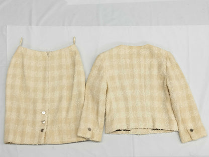 CHANEL 96P Collarless Tweed Jacket Skirt Set P07019V04715 #38 Other Apparel