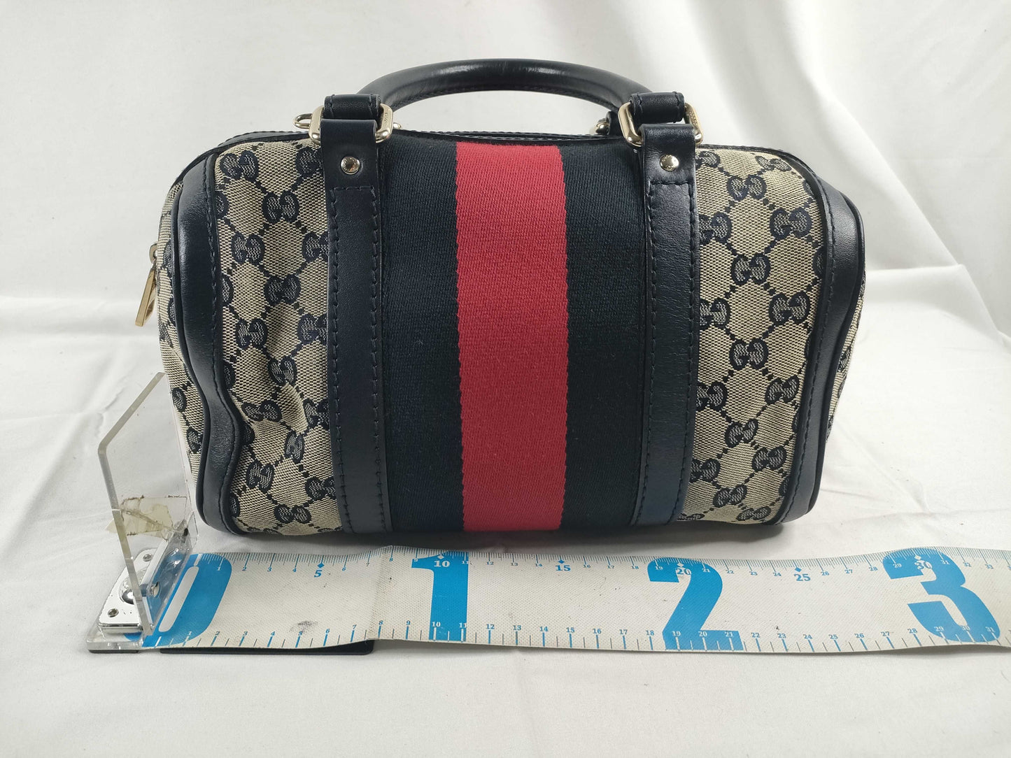 GUCCI GG Canvas Sherry Line Boston Bag Handbag