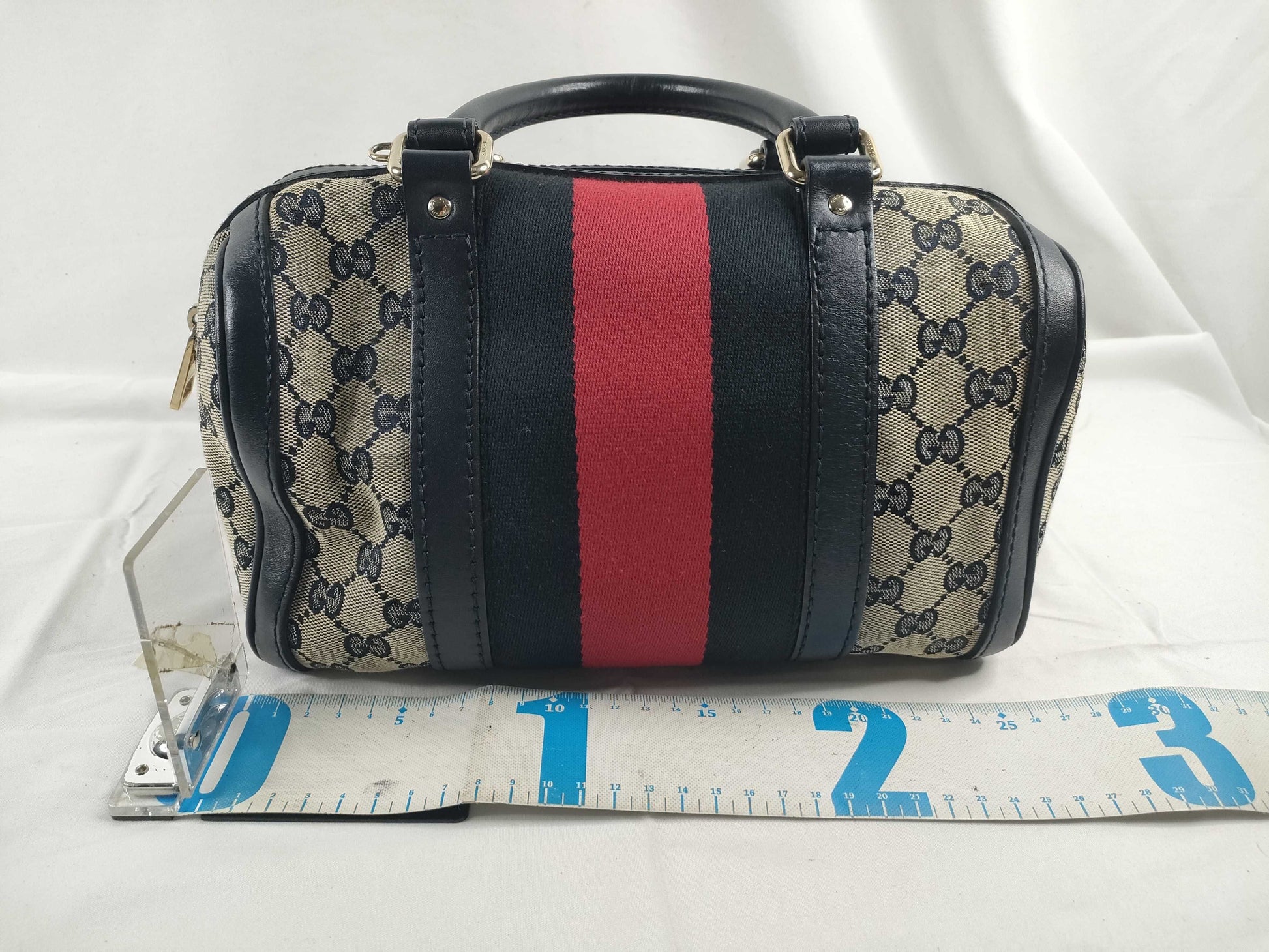 GUCCI GG Canvas Sherry Line Boston Bag Handbag