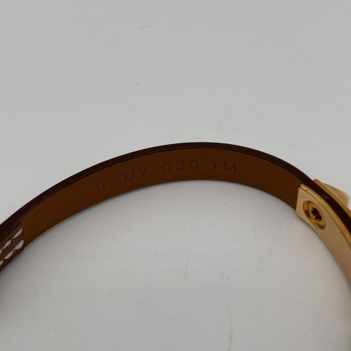 HERMES Reval Gold B-Engraved Bracelet Bangle