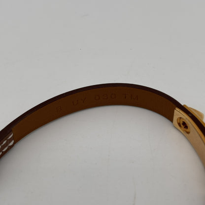 HERMES Reval Gold B-Engraved Bracelet Bangle