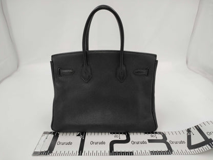 HERMES Birkin 30 Togo Black SV Fittings □L Handbag