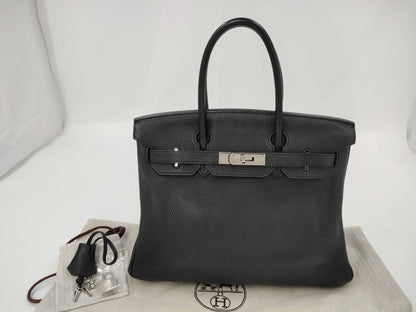 HERMES Birkin 30 Togo Black SV Fittings □L Handbag