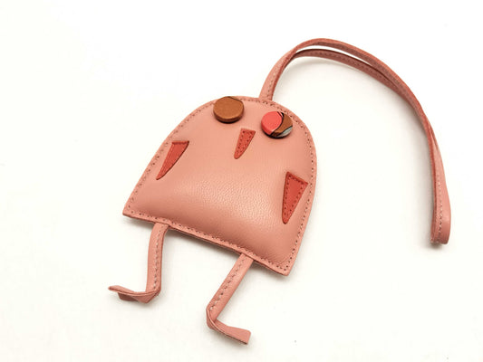 HERMES Petit H Charm Leather Pink Owl Charm